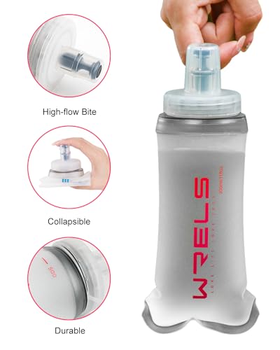 WRELS Running Collapsible Flask TPU Soft Water Bottle,Lightweight Hydration Running Portable Flask with Mouthpeice Cover - color: 500ml/16.9oz-2 Pack-Red