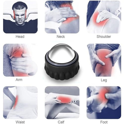 Massage Ice Roller Ball Cold & Heat Therapy Tissue Relief Muscle Recovery - color: Black and Gray