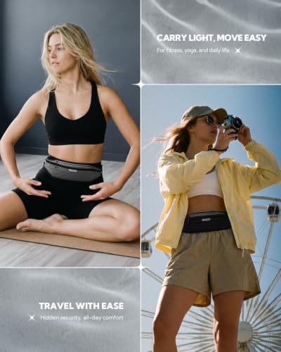 WATERFLY Running Belt Slim Breathable Back Pad 4-Pocket Runners Pouch - color: Black, size: Medium