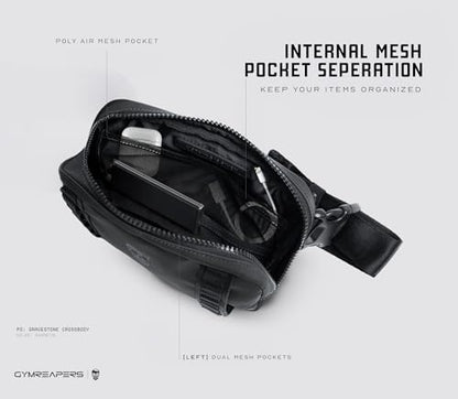 Gymreapers Travel Small Crossbody Bags for Men & Women with Hidden Pocket - Waterproof Crosssbody Fanny Pack for Men with Adjustable Shoulder Sling Belt for Traveling, Running & Hiking (Gunmetal) - color: Gunmetal