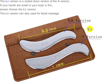 BYYDDIY 6.3 inch Non-Magnetic 304Stainless Steel Gua Sha Tool & Muscle Scraper Tool & Gua Sha Facial Tools (S.S) - style: Style: S.S