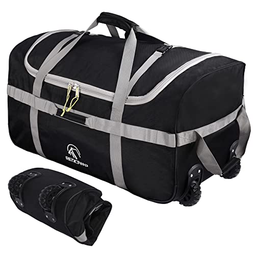 REDCAMP 85L/120L/140L Foldable Duffle Bag with Wheels, Large Travel Duffel Bag - color: 120l Black (Large)