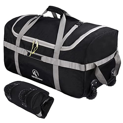 REDCAMP 85L/120L/140L Foldable Duffle Bag with Wheels, Large Travel Duffel Bag - color: 120l Black (Large)