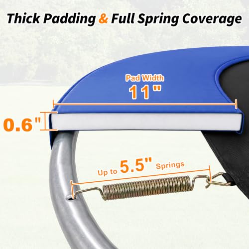 Exacme Double-Sided Round Trampoline Spring Cover, Replacement Safety Pad - color: Blue, size: 8FT