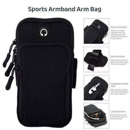 Arm Phone Holder for Running, Arm Pouch for Running Armband for Phone with Earphone Hole, Cell Phone Arm Band Fit Sport Gym Hiking - size: B