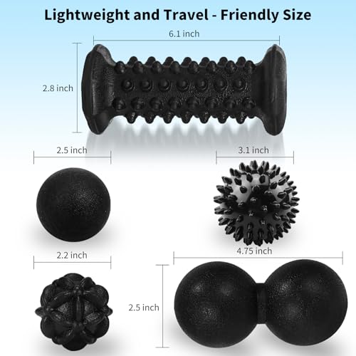5-in-1 Foot Massager Roller Set for Plantar Fasciitis & Heel Pain Relief - color: 5-piece Set Black