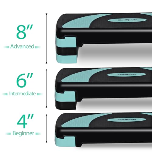 ZENY 31’’ Aerobic Step Platform, Workout Stepper with 4 Stable Risers - color: turquoise