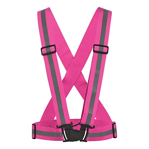 MECCANIXITY Reflective Vest Adjustable 360 Degree High Visibility Safety Vest for Cycling Running Walking - color: Pink