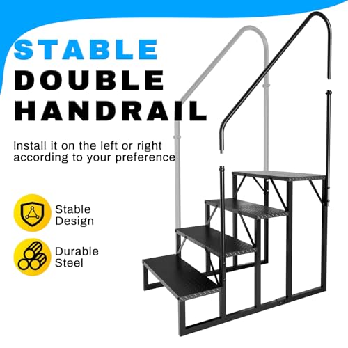 RV Stairs 4 Step Ladder with 2 Handrails - size: 4 Step-2