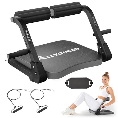 Ab Machine,with 3 Resistance Levels and Removable Auxiliary Handle - color: Black Grey