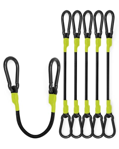 8 Pack 60" Carabiner Bungee Cords Heavy Duty Outdoor, 190 Lb Break Strength - size: 60 Inch, style: Heavy Duty-Black