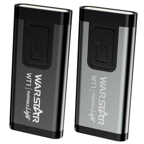 WARSTAR Keychain Flashlight with Personal Safety Alarm, 200LM Mini EDC Light, USB-C Rechargeable Emergency Siren for Women & Night Safety (2pack,Black&Grey) - color: 2pack,Black&Grey