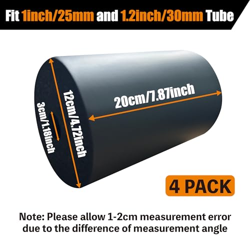 4 Pcs Foam Pad Roller, Foam Roller Pad Replacement for Leg Extension Weight Bench Inversion Table and Home Gym Exercise Equipments, Suitable for 1-inch Rod (7.87"L X 4.72" Od X 1.18" Id)