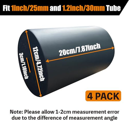 4 Pcs Foam Pad Roller, Foam Roller Pad Replacement for Leg Extension Weight Bench Inversion Table and Home Gym Exercise Equipments, Suitable for 1-inch Rod (7.87"L X 4.72" Od X 1.18" Id)