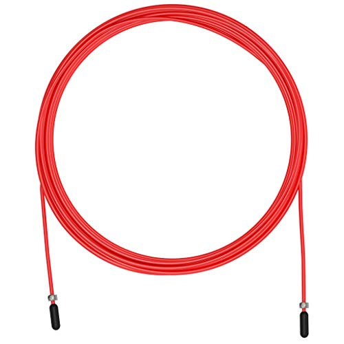 Skipping Rope Spare Replacement Cable for Crosstraining, Fitness and Boxing by VELITES | Red PVC, steel 2.5 mm diameter | For Beginners | Compatible with other brands.
