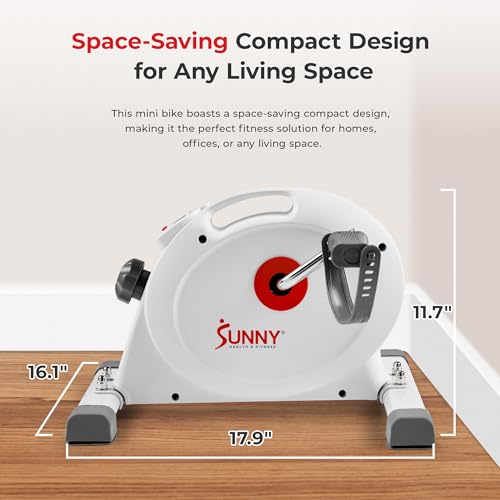 Sunny Health & Fitness Smart Mini Cycle, Under Desk Pedal Arm/Leg Exerciser - color: White
