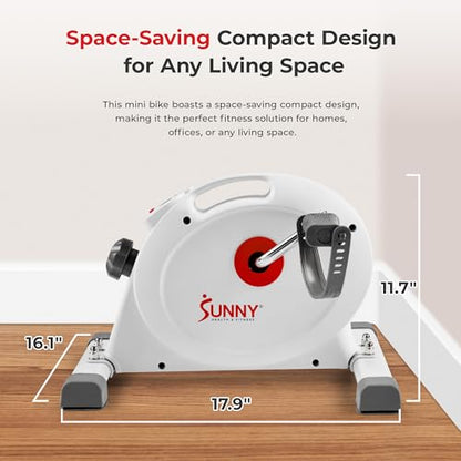 Sunny Health & Fitness Smart Mini Cycle, Under Desk Pedal Arm/Leg Exerciser - color: White