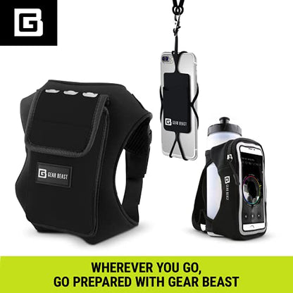 Gear Beast Running Backpack Unisex - Running Vest for Jogging, Hiking and Cycling - Compatible with Most Smartphones, Black