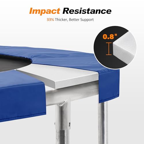 ExacMe Round Trampoline Spring Cover, 0.8 in Thick Replacement Safety Pad - color: Dark Blue, size: 15 Foot