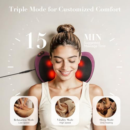 Papillon Back Massager with Heat,Shiatsu Pillow for Body Pain Relief Purple - color: Purple