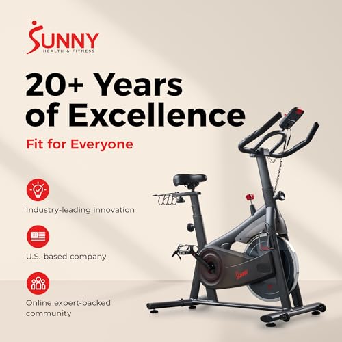 Sunny Health & Fitness Smart Indoor Cycling Bike for Home Cardio Exercise