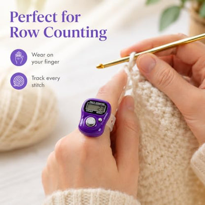 5 Digit LED Digital Row Counter, Handheld Tally Counter with Ring Electronic Click Counter for Golf and Lap Counting - color: Purple