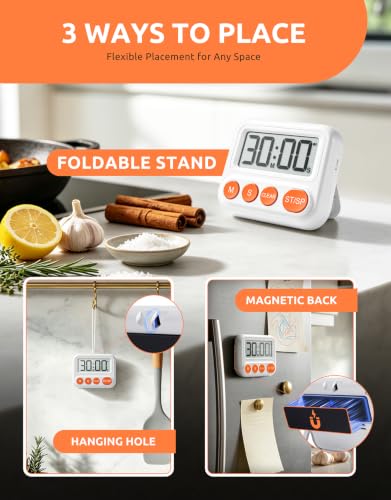 Digital Kitchen Timer, Magnetic Countdown Timer with Large LCD Display
