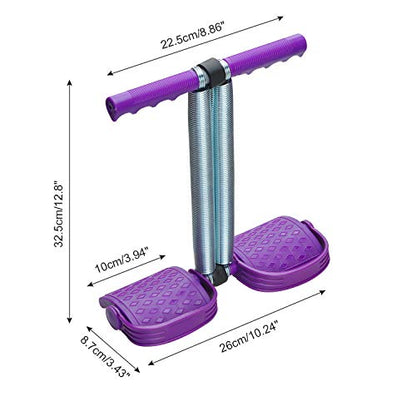 Elastic Sit Up Equipment, Pull Rope Dual Spring Tension Foot Pedal Sit Up Equipment for Abdominal, Leg Exerciser Tummy Trimmer Sport Fitness Slimming Training Bodybuilding at Home Gym - color: Purple