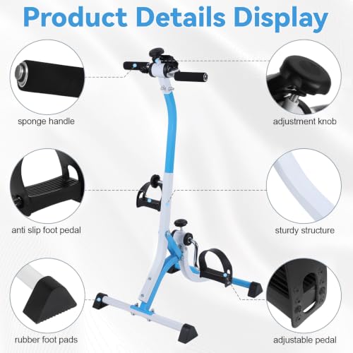 Mini Exercise Bike Pedal Exerciser with Adjustable Resistance, Portable Arm and Leg Exerciser with LCD Display, Under Desk Bike for Seniors Home Workout, Low Impact Fitness Equipment