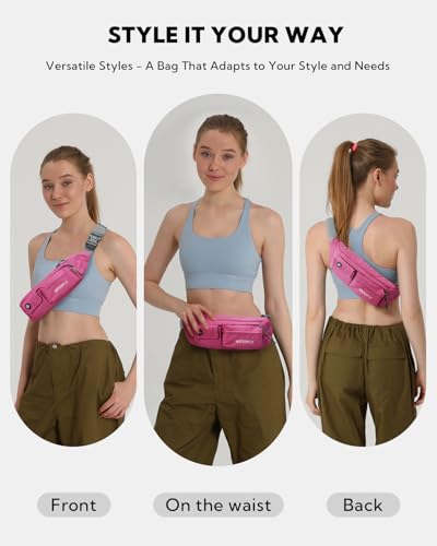WATERFLY Small Crossbody Fanny Pack, Slim Waist Bag Chest Pouch Pink - color: Pink
