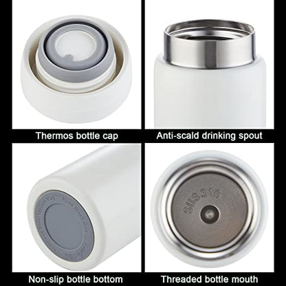 Mini Thermos Cute Water Bottle - 7 oz Tiny Insulated Vacuum 18/10 Stainless Steel Small Flask - Leak Proof & Spill Proof & Keeps Cold and Hot for Drink, Coffee, Tea - Light Blue - color: Light Blue, size: 6.8 Ounces