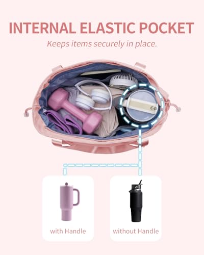 sportsnew Yoga Mat Bag Waterproof Tote Gym Bag Mat Carrier W/Wet Pocket - color: Lotus Root Pink