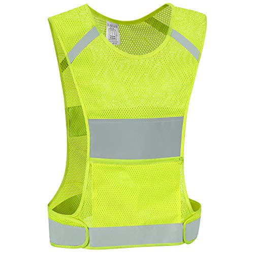 Reflective Running Safety Vest, Hi Vis Biking Walking Gear Men Women - color: Neon Yellow, size: X-Large