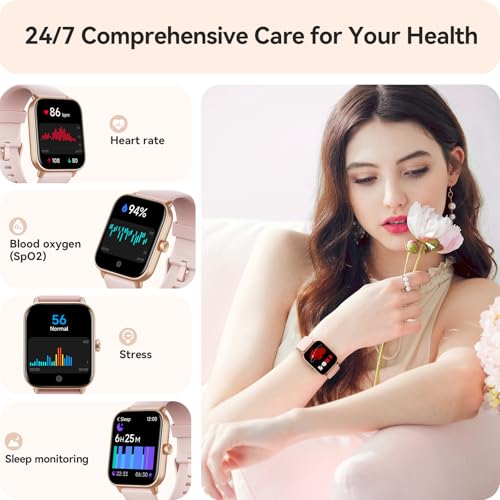 Smart Watch for Women Android & iPhone, Alexa Built-in, IP68 Waterproof Activity Fitness Tracker with Bluetooth Call (Answer/Make), 1.8" Smartwatch with Heart Rate/SpO2/Sleep Monitor, 100+ Sports Mode - color: Pink