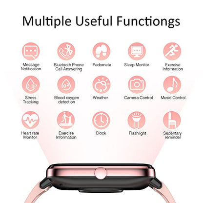Smartwatch for Women - Call, Fitness Tracker, Heart Rate & Sleep Monitor, 1.69" Touch Screen, Waterproof - For Android & iPhone, Pink - color: Pink