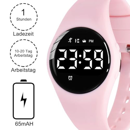 Kids Watches for Girls Boys Digital Sport Watch with Step Counter Pedometer Vibration Alarm Clock, No App Waterproof Fitness Tracker Kids Watch Boys Girls Teens Students Ages 5-16 - color: 102-F-Pink