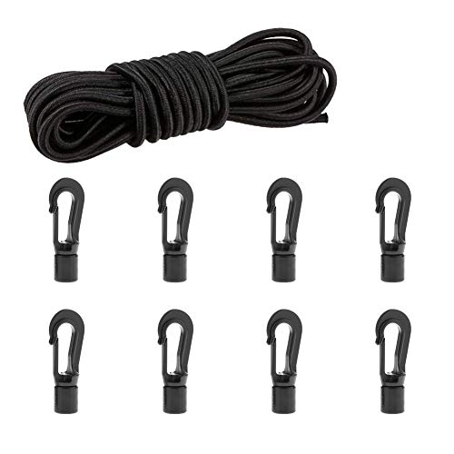 1/4" Elastic Bungee Cord Kayak Stretch String Shock Rope(19.7ft) - size: 8 Hook & 19.70 Ft Cord