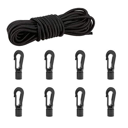 1/4" Elastic Bungee Cord Kayak Stretch String Shock Rope(19.7ft) - size: 8 Hook & 19.70 Ft Cord