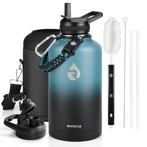 RAYMYLO Insulated Water Bottle 64 oz, Triple Wall Vacuum Stainless Steel - color: Indigo/Black, size: 64 Ounces
