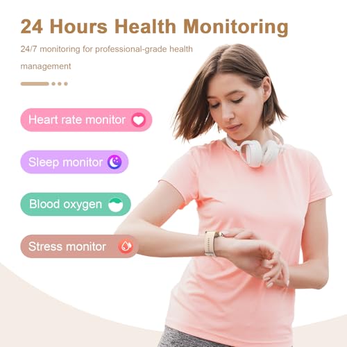 Smart Watch for Men Women Compatible with iPhone Samsung Android Phone 1.69 inch Full Touch Screen IP68 Waterproof Bluetooh Fitness Tracker Heart Rate/Sleep Monitor (Gold) - color: gold