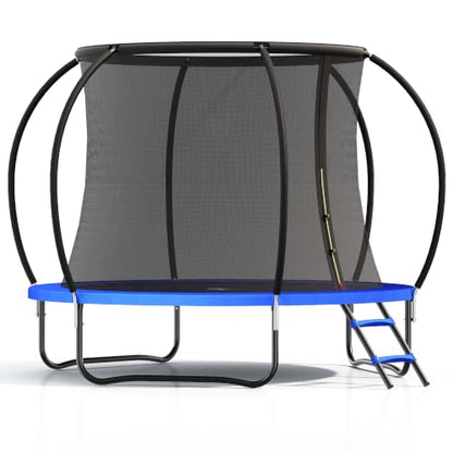 8FT 10 FT 12FT 14FT 16FT Trampolines Outdoor with Enclosure Net and Ladder - color: Blue, size: 8 FT