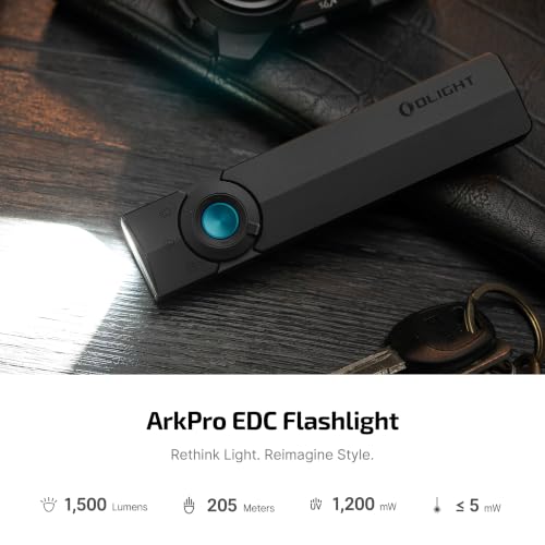 OLIGHT ArkPro EDC Flat Flashlight Rechargeable, Pocket Light, Black CW - color: Black