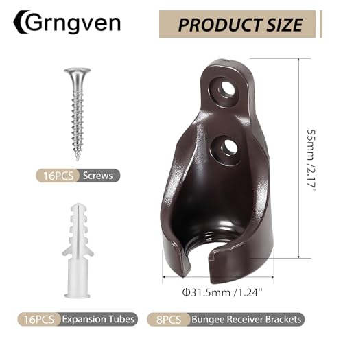 8Pcs Bungee Ball Receivers Brackets, Universal Bungee Kit Parts - color: Brown