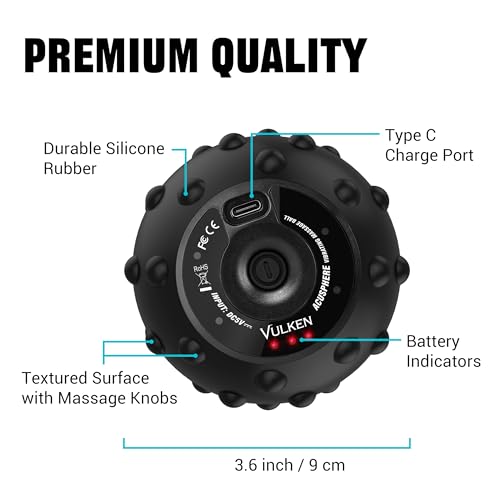 Vulken Vibrating Massage Ball with SphereStrap, Hands-Free Back Massager - color: Black