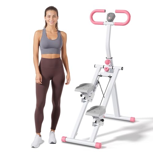 Stair Stepper for Home, Folding Vertical Stair Stepper Machine for Full Body Workout, Portable Stepper Exercise Machine with Handlebar & Digital Monitor, Step Climber Fitness Equipment - color: Pink, size: 49 IN