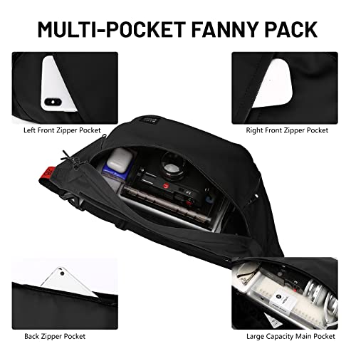 Large Crossbody Fanny Pack for Women Men,Waterproof Waist Bag Pack - color: Black, size: Large