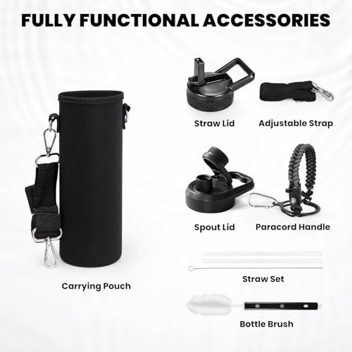 RAYMYLO Insulated Water Bottle 24 oz, Triple Wall Vacuum Stainless Steel - color: Dark Gray, size: 24 Ounces