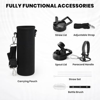 RAYMYLO Insulated Water Bottle 24 oz, Triple Wall Vacuum Stainless Steel - color: Dark Gray, size: 24 Ounces