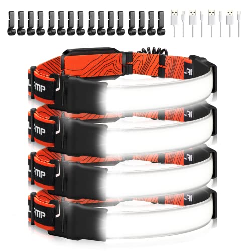 Hopedone 4-Pack Rechargeable Headlamp, 1000LM Hard Hat Work Light - color: Mystery Orange(4-Pack)