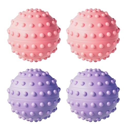 Spiky Massage Balls for Feet,4 Pcs 1.9'' Hard Lacrosse Ball Deep Tissue Recovery Tool,Trigger Point Ball for Myofascial Release & Trigger Point Therapy (Pink) - color: Pink